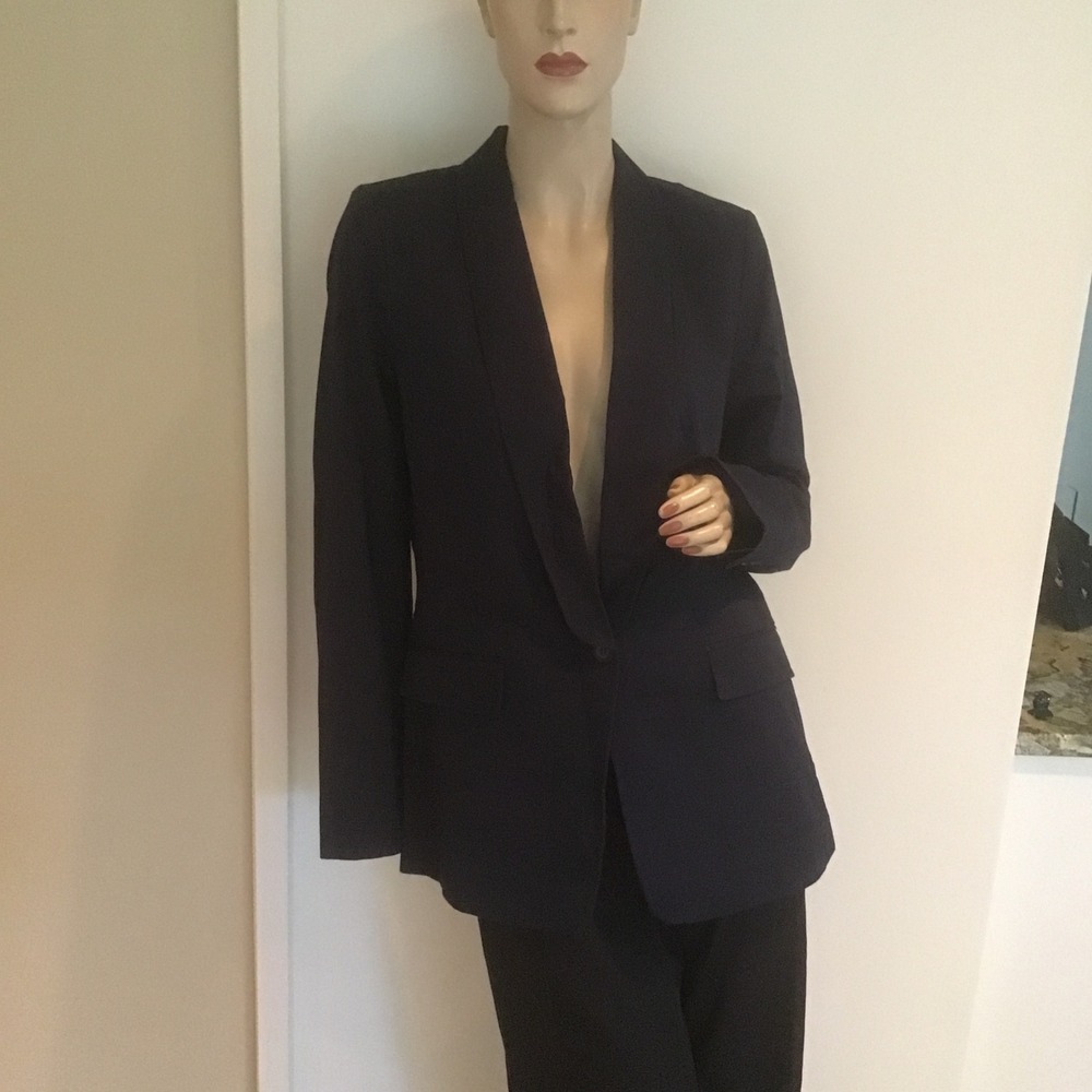 Wildfang The Ace Collection Ace Tux Blazer Navy Blue WB2300 M Stretch Cotton